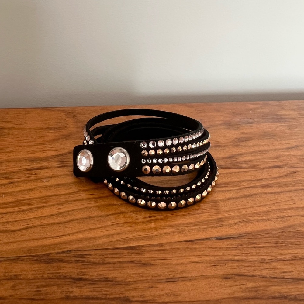 Swarovski crystal leather wrap bracelet